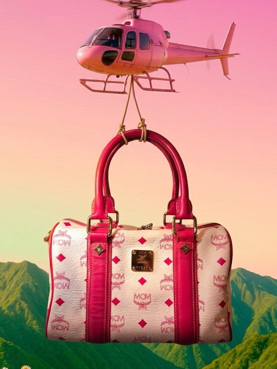 MCM Handbags - MCM White & Pink Logo Satchel Handbag